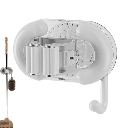 Abrazadera de succión para fregona de pared, soporte para escoba de fregona para pared, soporte sin costuras, soporte de utilidad para baño, cocina, organización de garaje