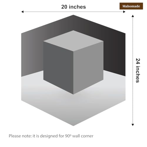 Image of Mahomade Trending 3D Cube Illusion Wall Art, Viral 3D cube for wall corner, Geometric Pixelated Block Design, Grey (Combo Pack)