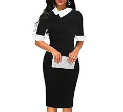 oxiuly Women's Retro Bodycon Knee-Length Formal Office