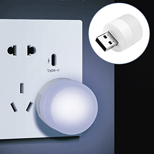 Neioaas Usb Night Light,Led Mini Light Bulb,Energy-Saving Light,Plug In Night Light,Small Night Lights,White Usb Light,Mini Usb Light Ideal For Bedroom, Nursery, Hallway, Kitchen Car(6 White Light) #TOP2