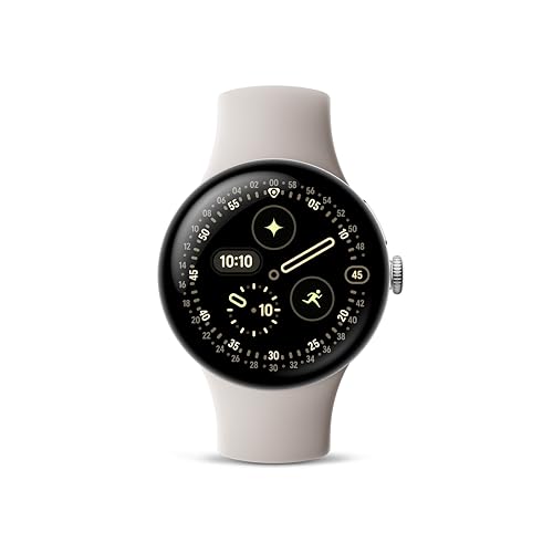 Google Pixel Watch 4 (41 mm) – Montre connectée Android, Suivi Complet des données de santé et de Remise en Forme – Boîtier en Aluminium Argent Poli – Bracelet Sport Porcelaine – Wi-FI