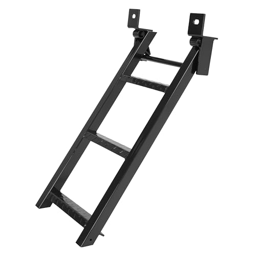 Image of HECASA 3-Rung Truck Step Universal Fit Most Truck Tractor Trailer | 14-1 /4in x 31-1 /2in Textured Slip-Resistant Surface Steel Powder Coated Black