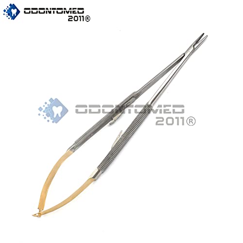 Image of T /C CASTROVIEJO Needle Holder 7 inch Straight Round Handle with Lock TIP 15MM Stainless Steel Instruments ODM