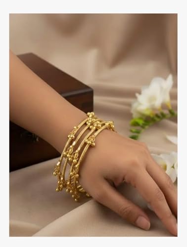 Image of Kashmiri Traditional Bangles Set for Women | Gold Plated /Silver Plated Handcrafted Ghungroo Bangles | Ethnic Bridal Festive Jewellery | Pack of 8
