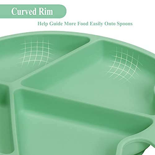 Nicingu Suction Plates For Toddler,Silicone Plates For Baby Kids Infant Feeding Supplies Fits Most Highchair,Bpa Free Dishwasher Microwave Safe-Green Fish #TOP3