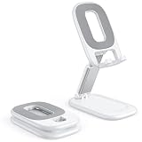 OMOTON Foldable Cell Phone Stand - Portable Holder with Charging Hole, Height Adjustable, Compatible with All Smartphones, White