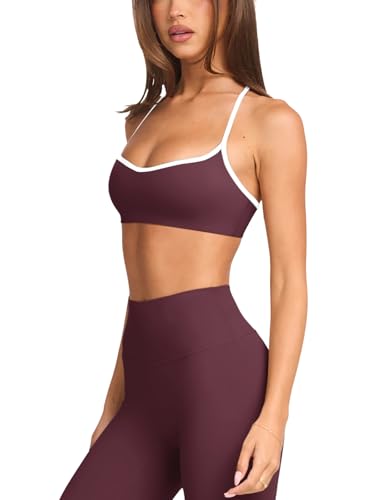 Image of LASLULU Womens Adjustable Spaghetti Straps Sports Bra Sweetheart Neck Wireless Padded Workout Yoga Crop Tops