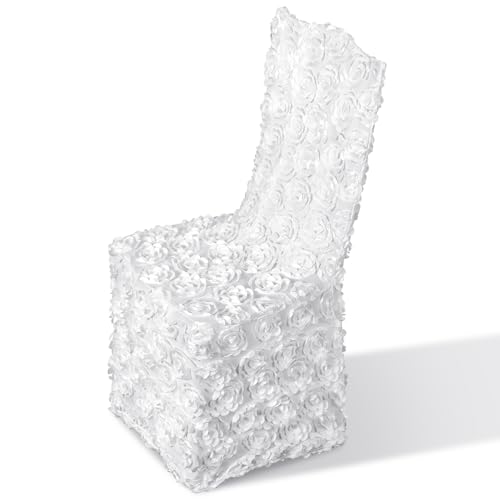 Moukeren 1 Pcs White Rosette Throne Chair Cover Satin Rosette
