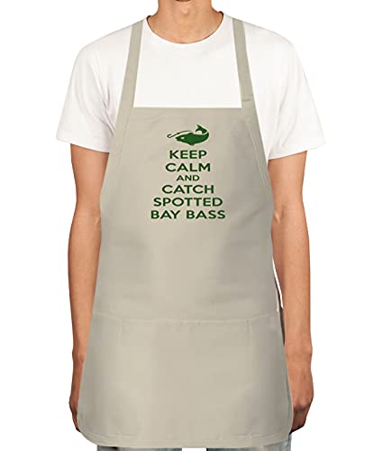 Press Fans - Keep Calm And Catch Spotted Bay Bass Apron For Men, Women With 2 Pockets - Adjustable Neck Strap, Chef Bbq Kitchen Cooking Apron C37 #TOP27