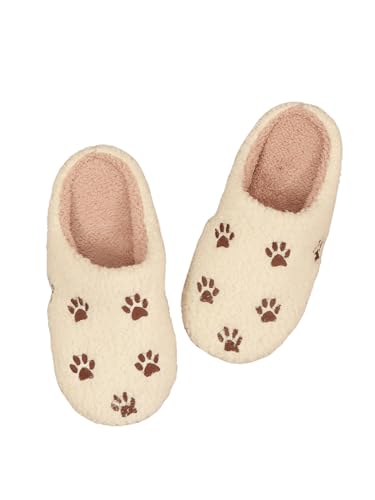 Verdusa Women's Cute Fuzzy Slippers Cozy Embroidery House Slippers Indoor Outdoor Shoes
