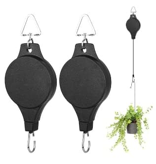 2 Pack Plant Hook Pulley, Retractable Plant Hanger Easy Reach Hanging Flower Basket for Garden Baskets Pots and Birds Feeder Hang High up and Pull Down to Water Or Feed (B0C9ZTJ7QN) Amazon Price History, Amazon Price Tracker