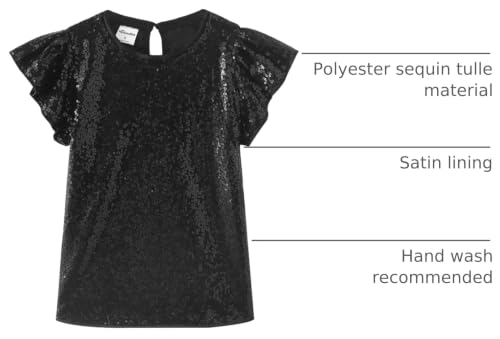 Image of Noomelfish Girls Short Sleeve Sequin Shirts Party Glitter Sparkly Tops Blouse (5-12 Years)