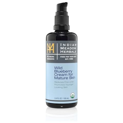 Indian Meadow Herbals Wild Blueberry Cream for Mature Skin (3.4oz) – Fine Line Face Cream Promotes Younger-Looking Skin - Deep Facial Moisturizer Cover