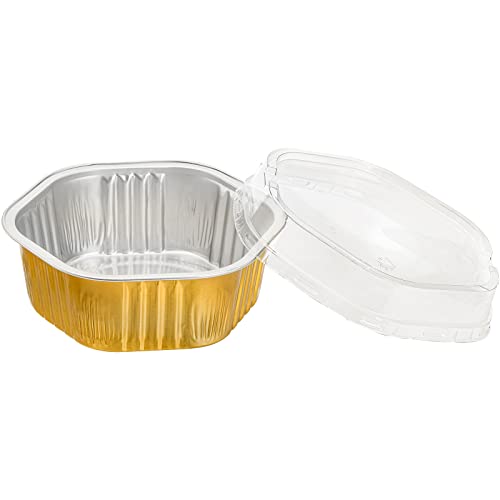 Frcctre 35 Pack Aluminum Foil Baking Cups With Lids, 13 Oz Disposable Hexagon Aluminum Foil Ramekins, Disposable Muffin Liners Cupcake Baking Cups For Dessert Pudding Party Wedding Birthday #TOP3