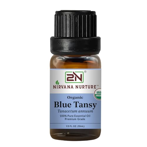 Nirvana Nurture Blue Tansy Essential Oil, USDA Certified Organic, 100% Pure Undiluted, Aromatherapy Oil for Diffuser, Hair & Skin Care