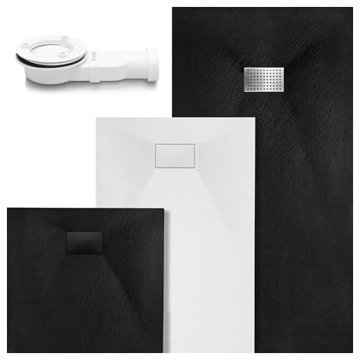 VILSTEIN Duschwanne 90x90 cm Weiß – Flache Duschtasse, Duschwanne in Steinoptik, Schieferoptik, rutschhemmend, bodengleich, zuschneidbar [optional mit Siphon & Edelstahl Abdeckung]