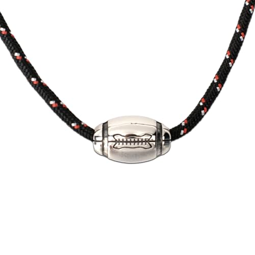 Ernestine - Collier Rugby acier inoxydable - Colliers hommes fans de sport - pendentif forme ballon de rugby - cadeau fête des pères - idée cadeaux papa et...