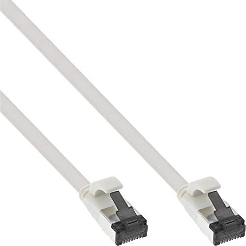 InLine® Flat Patch Cable U/FTP Cat.8.1 TPE Halogen- White Ethernet Cable 1 m, 1m
