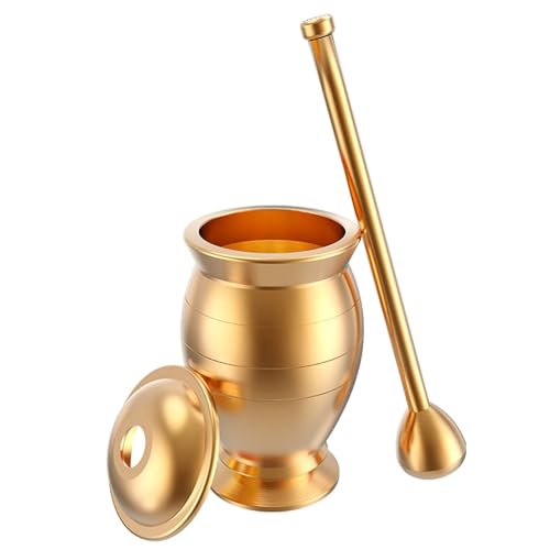 Mortaio e Pestello in Ottone Massiccio, Set Tradizionale e Resistente per Spezie, Erbe, Aglio e Guacamole, Elegante Arredamento da Cucina Fatto a Mano(XX-Large)