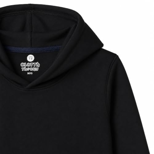 Image of Cloth Theory Girls Solid Cotton Fleece Hoodie | Soft Full Sleeve Hooded Sweatshirt with Kangaroo Pocket | Comfortable Casual Winter Wear for Girls | Stylish Everyday Pullover | 7-8 to 13-14 Years