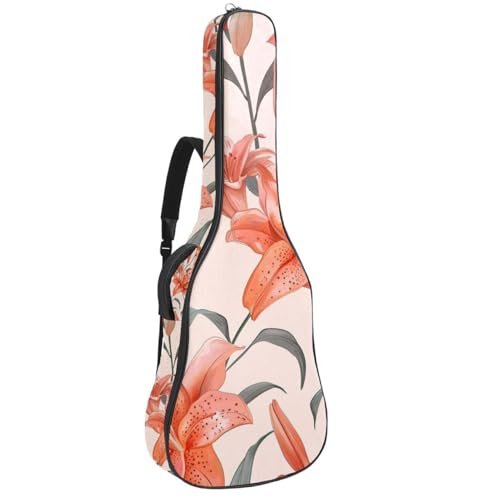 Housse de guitare contre les chocs en tissu saumon aux lys