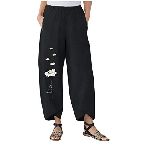Maryia Womens Capri Pants for Summer Beach Casual Harem Comfy Palazzo Pajama Yoga Workout Fitness Print Cropped Trouser