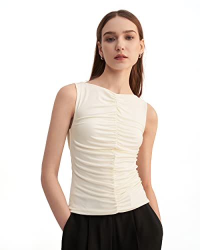 Débardeur sans manches plissé LilySilk tricot de soie élégant haut femme