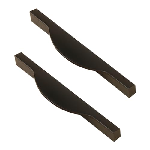 DSWZLQDXB 2 piezas Tirador Seccional Curvo Pomo Semi-Ovalado Para Puerta De Armario Manijas Aleación de aluminio Manilla Puerta negro Perilla para Cajón Asas de gabinete (Hole distance 128mm)