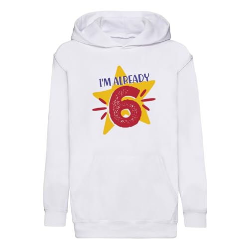 Sweat à capuche enfant 6 ans thème étoile en coton premium pour anniversaire