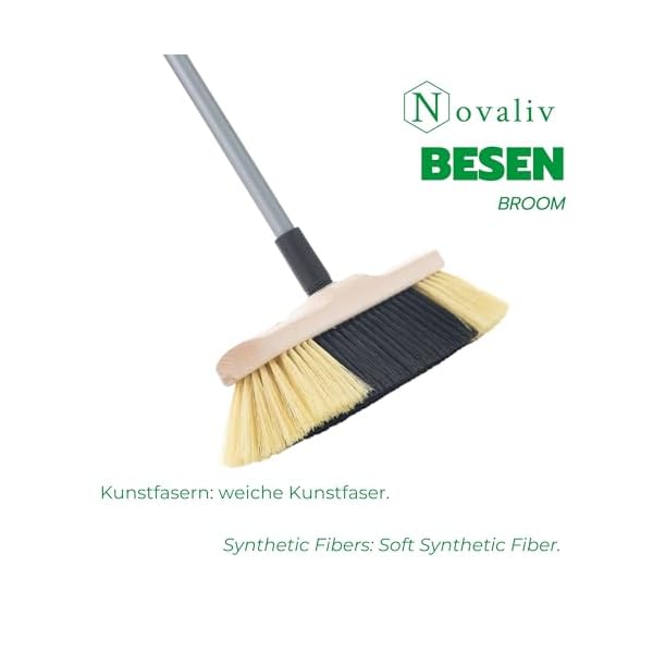 Novaliv Zimmerbesen mit Stiel FEINE KUNSTBORSTEN Besen weiche Borsten dicht besetzt Schrankbesen Holzbesen mit Teleskopstiel Künstliche PP Borsten Besen für Laminat und Parkett Stubenbesen – Bild 3