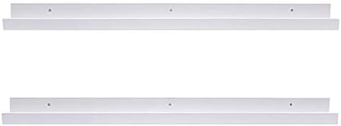 AZSKY 48 Inch Picture Ledge Shelf Floating Shelves Wall Mounted Set of 2 White White 48in set 2