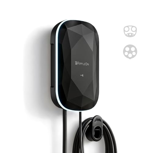 Image of RIPPLEON Level 2 EV Charger - Dual Plug Type Universal Wall Connector Nema Plug-in - Compatible for All North American EVs - 40Amps 240V Tesla Wall Charger, UL, FCC, Satin Black