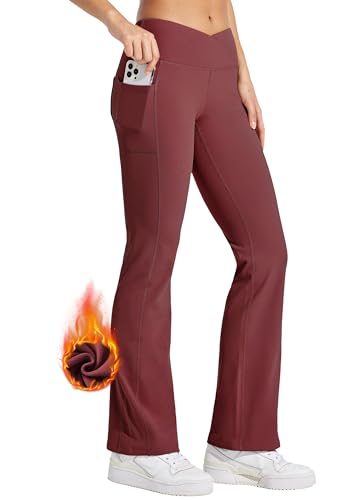 Pantalones con forro polar Willit para mujer estilo yoga bootcut