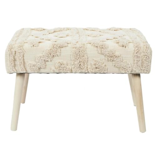 AltoBuy Skully - Banc Scandinave Beige Motifs Imitation Fourrure