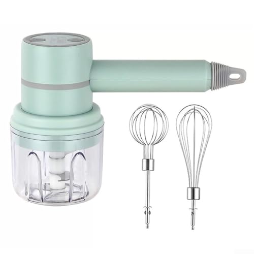 Batidor eléctrico multifunción con taza para cortar fácilmente el ajo y batir huevos (verde)