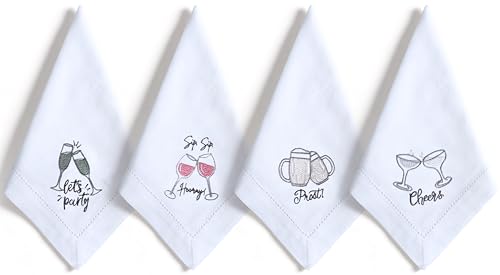 Servilletas de Tela de Algodón Bordadas, Set de 12
