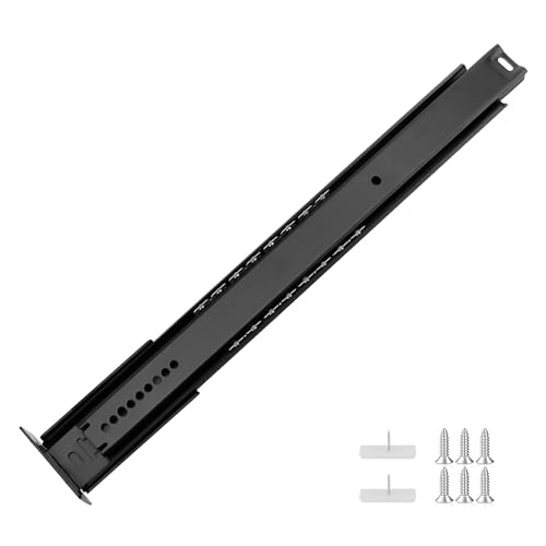LONTAN 5 Pcs Black Center Mount Drawer Slides 16 Inch - Bottom Centered Drawer Mount 3/4 Extension Heavy Duty Drawer Glides for Cabinets, Dressers, and Furniture – Smooth and Quiet Operation