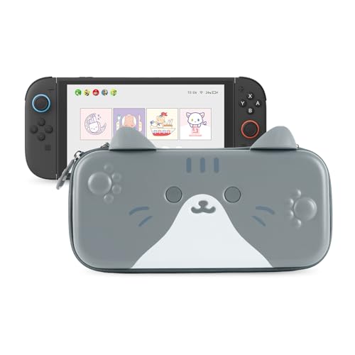 GeekShare Switch2 switchケース スイッチ 2025有機ELモテル対応 スイッチ収納ボックス ニンテンドースイッチバッグ joycon イヤホン小物入れ 防水防汚 耐衝撃 全面保護 旅行用 誕生日プレゼント -猫の耳 (Switch2