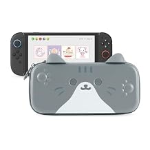 GeekShare Carrying Case Compatible with Switch 2 2025 7.9 Inch, Hard-Shell Slim Travel Case with 12 Game Card Slots for Switch 2 Console and Accessories, Gray Cat Ear