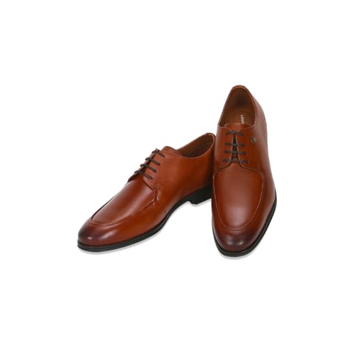 Image of Louis Philippe Men Premium Leather Breathable Lining Material Anti Slip with Heel TPR Sole Formal Derby Shoes