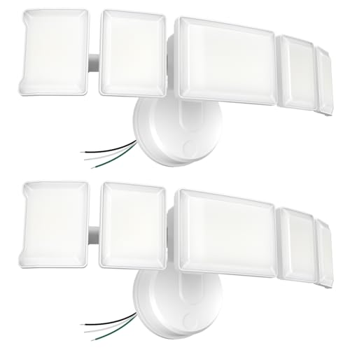 Olafus 130W Flood Light Outdoor 2 Pack, Switch Controlled 13000LM, 6500K LED Security Floodlight with 5 Adjustable Head, IP65 Waterproof Wired for House Yard White