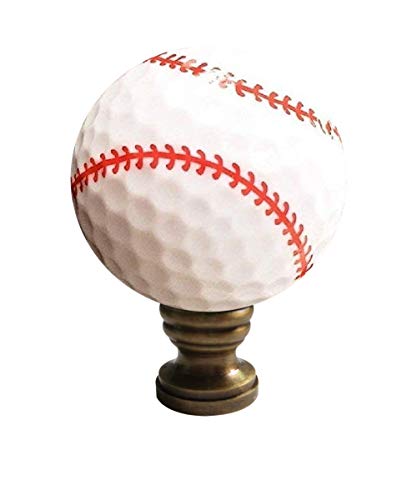 Image of Baseball Lamp Finial, White with Red Stitching 2.25 inchh