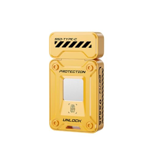 EAGET FU80 USB-C & USB-A Pen Drive, Flash Drive, 560MB/s, Fingerprint Encryption, Metal Casing, Solid State, Plug & Play, Secure Storage (Yellow 128GB)