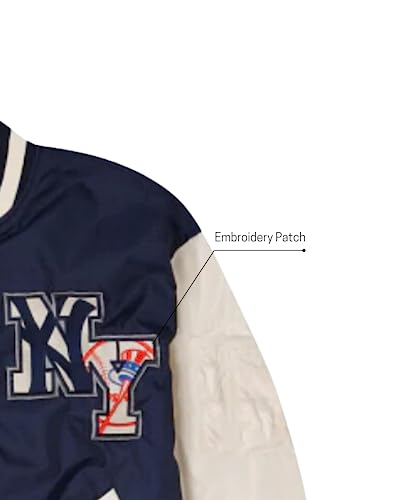 Bullarmour Men’s Baseball New York Yanks Bomber Jacket | College Baseball Varsity Bomber Jacket (As1, Alpha, 3X_L, Regular, Regular, Black) #TOP3