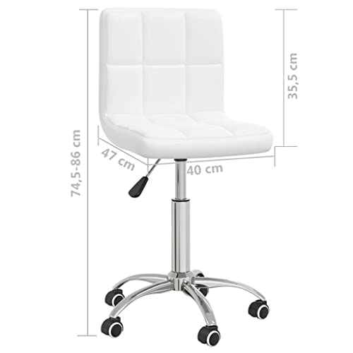 CHARMMA Dining Chair White Faux Leather,Chrome Steel Adjustable,Medium,Kitchen & Dining Room Chairs-3087561 - Thumbnail 2