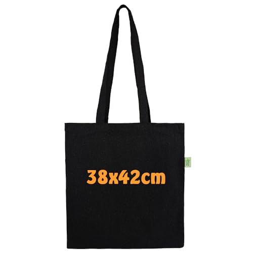 Cottonbagjoe 10 Recyclingtaschen aus recycelter Baumwolle | 38x42 cm | Öko - Baumwolltaschen | robust, mit dickem Stoff und langen Henkeln | Stofftaschen