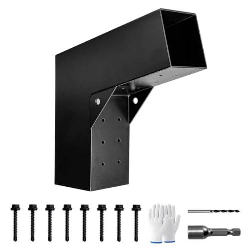 ITeVe.GD 15° Angle Slant Pergola Bracket Kits,2-Way L-Shaped Slant Roof Post Brackets with Stainless Steel Screws for 4" x 4"(Actual:3.5" x 3.5") Lumber for Outdoor Pergola,Proch,Passageway - 1Pack