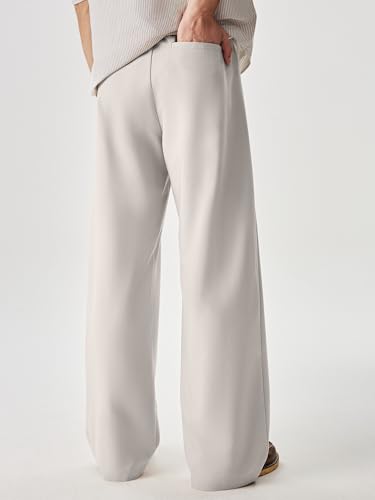 Image of JMIERR Mens Baggy Casual Dress Pants Lightweight Pleated Old Money Wide Leg Pants Loose Relaxed Fit Trousers