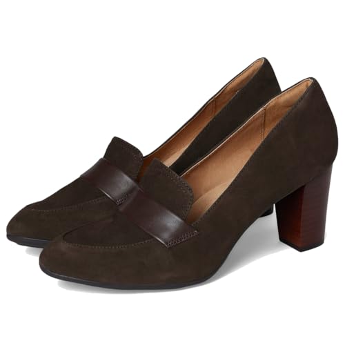 Image of SHODENSE Women Chunky Kitten Heel Pumps Shoes Round Closed Toe Slip On Suede Penny Loafers Matte Block Mid Heels Dress Loafer Almond Toe Comfort Oxford Shoes Office Work Classic Elegant 4-11 M US