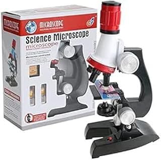 Middle Kids, Kids Beginner, Adjustable Focus Microscope 100x-1200x Biological monocular, ABS Plastic, Battery Powered (Batteries not Included) 11.5x7.5x23cm